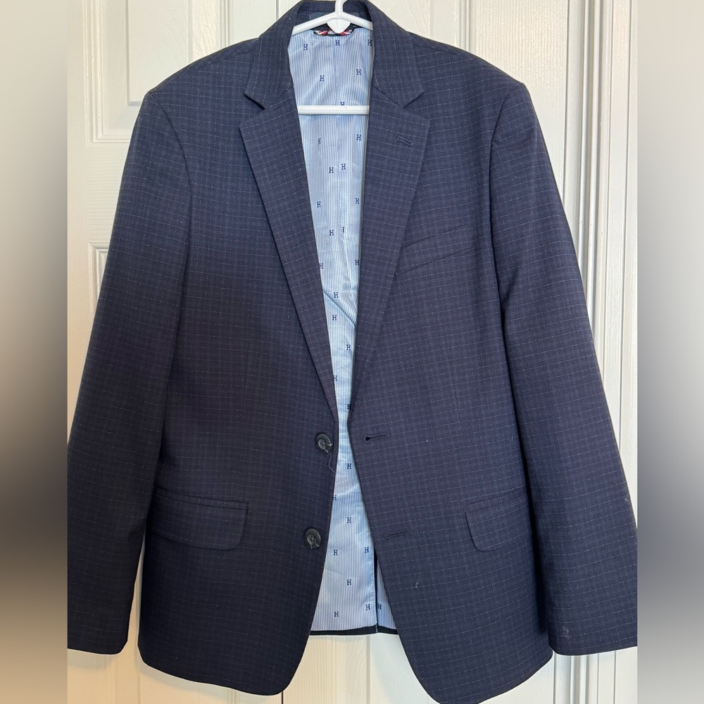 Boy’s Navy Check Two-Button Blazer